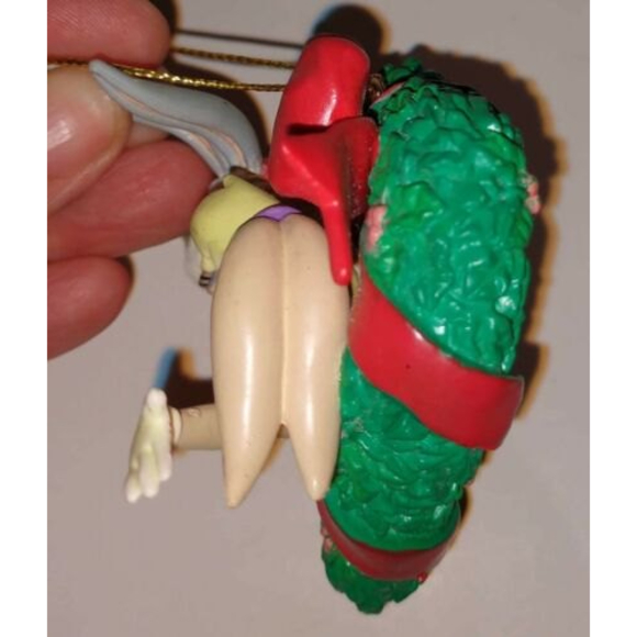 BUGGS Bunny BABS BUNNY 1998 Vintage HEART WREATH TREE Christmas Ornament WARNER - Picture 3 of 6